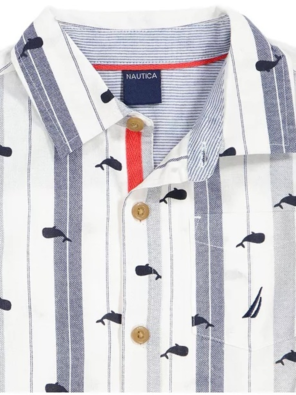 Nautica 3-Piece Boys Set — Red Tee, Striped Shirt & Navy Shorts 4T - Picture 3 of 4